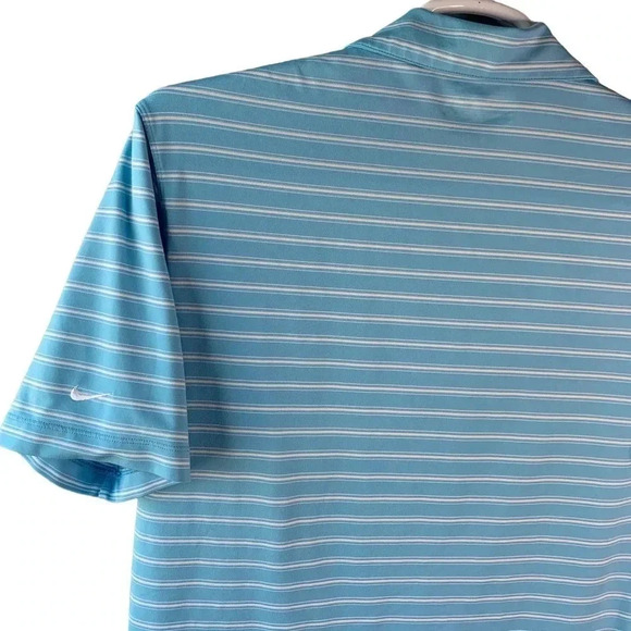 Nike Golf Fit Dry Men Size M Jersey Polo Golf Shirt Blue Stripes Short Sleeve - Picture 5 of 12